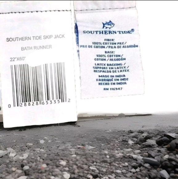 New Southern Tide Skip Jack Fish Bath Rug Runner Mat 22" by 60" Dark Blue - Picture 6 of 8